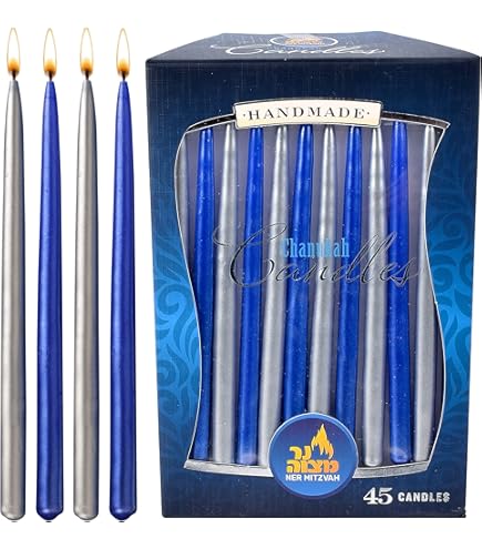 Candele Colorate Per Hanukkah - Confezione 2x44 Pezzi | 8 Notti Di Festa | Cera Premium Kosher
