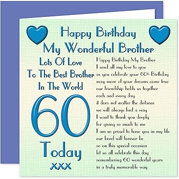 For You Brother Happy 60th Birthday card: Amazon.co.uk: Kitchen & Home