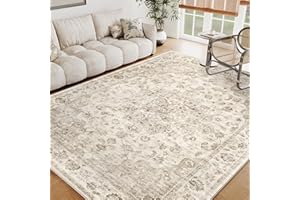 HUGEAR Beige Vintage Grand Tapis Salon Antidérapant Lavable en Machine 160x230cm Chambre Adulte Exterieur Interieur Salle a Manger Bureau Cuisine Poil Ras Decoration Chambrel
