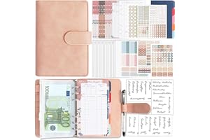 BIROYAL Planer budżetu, niemiecki segregator budżetowy A6, ze skóry PU, planer finansowy, gotówka, organizer na pieniądze, książeczka oszczędnościowa z foliami, książka domowa z przegródkami na