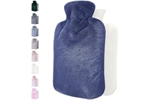QOMFOR Borsa Acqua Calda con Copertura Peluche - Morbida Copertura Premium - 1,8L Grande Capienza - Boule Acqua Calda per Alleviare il Dolore, Schiena, Collo e Spalle e Calde Notti - Lila