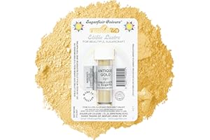 SUGARFLAIR COLOURS Sugarflair Antique Gold Edible Lustre Dust, Add a Lustrous Shine to Cakes or Decorations. Brush On or Add Rejuvenator to Create Eye-Catching Edible Paint, Gives Shine to Your Bakes - 2g