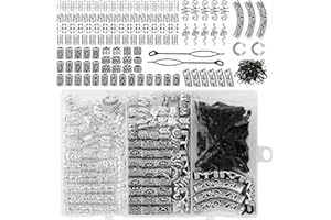 ‎CAMPTRIP Camptrip 219 Stück Dreadlocks Schmuck, Nordische Haarschlauch Perlen, Haarschmuck Silber, Bartperlen Set Wikinger Haarperlen Wikinger Wird mit einer Schmuckschatulle und Zubehör