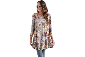Enmain Maglietta a Maniche Lunghe con Girocollo da Donna Tunica Top Casual Camicette Maglietta Donna Lunga