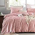 Homebox 3 Piece Duvet Cover Set, 100% Egyptian Cotton Sateen Weave Silky Soft Bedding Set Quilt Cover with Hidden Button Closure, Geometrical Print, Comforter Cover and 2 Pillow Shams—Pink, King
