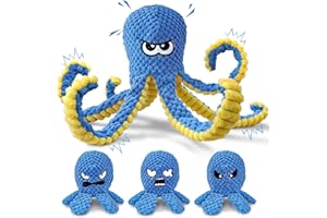 LEGEND SANDY Juguetes interactivos para perros – Juego de 4 puzles de peluche crujientes con pulpo rellenos duraderos para cachorros