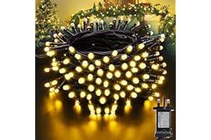 Moxled Christmas Tree Lights Warm White - 15M 100 LED Outdoor Christmas Lights Waterproof, Timer, Memory, 12 Modes Expandable Fairy String Lights Mains Powered for Outdoor Indoor Xmas Tree Decorations