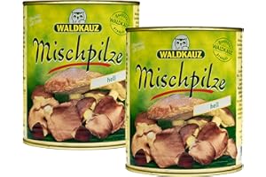 S.MILE GMBH Food-United MISCHPILZE Hell 2 Dosen Füllmenge 800g ATG 455g eingelegte-Wild-Austern-Shiitake-Butter-Speise-Pilze-Konserve leicht vorgesalzen aromatisch für Pasta Soßen Pilzpfannen