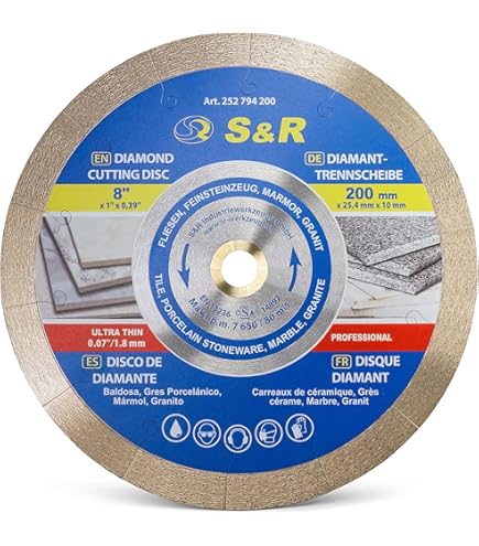 Disco Diamantato 250mm Per Sega - Taglio Rapido Piastrelle, Marmo E Granito