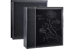 Miaikoe Album Photo 10x15 400 Pockette, Grande Capacité Couverture en Cuir Mariage Album de Famille Pour 400 Photos Vertical 10x15cm (Noir)