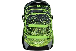 neoxx Active Schulrucksack Pixel in My Mind - Rucksack für die Schule, ergonomischer Schulranzen aus recycelten PET-Flaschen, Schultasche für Mädchen und Jungen