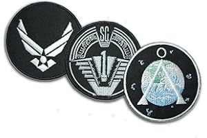 TOFOW Stargate SG1 Set of 3 Prop Jacket Velcro Sew-On Patches – SG1, Chevron & USAF