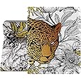 Berkin Arts Compatible with iPad 7/8/9th Generation Case/iPad Air 3rd Generation Case (10.5 Inch) 2019/2020/2021 Folio Case Premium Leather Cover Maximalism Leopard Peony Floral Pattern Animal