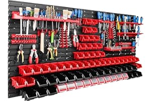 SimpleThing System przechowywania, regał warsztatowy, 172 x 78 cm, plastik, czerwony, uchwyt na narzędzia i pudełka do układania w stos