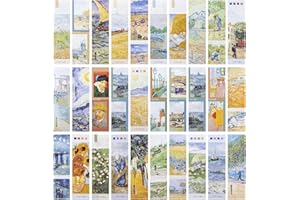 AVECMOI Juego de Marcapáginas de Papel, Serie de Pinturas al Óleo de Van Gogh, 30 Estéticos Marcapáginas, Regalos de Lectura para Niños, Adultos y Amantes de los Libros