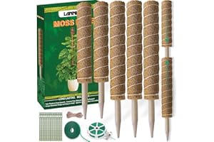 LANNEY Moss Pole 58.7 Inch 149cm, 5PCS Moss Poles for Plants Monstera, 44cm and 30cm Coir Totem Pole, Moss Sticks for Indoor Plant Support Extension, Train Philodendron Creepers Grow Upwards
