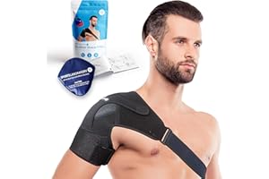 Sports Laboratory Shoulder Support for Women and Men, Shoulder Brace Includes Hot and Cold Gel Pack for Frozen Shoulder, Rotator Cuff Pain Relief, Adjustable Shoulder Strap for Extra Comfort (Medium)