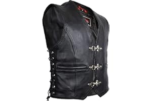 MDM Herren Lederweste, Bikerweste, Lederkutte, Rindleder, Clubweste,