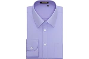 HISDERN Chemise de Ceremonie pour Hommes en Coton, a Manches Longues, Boutonne, a la Coupe Normale, pour Hommes