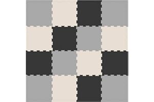 TULANO Gioco 16 | Puzzlematte Krabbeldecke Schaumstoff Spielmatte Schaumstoffmatte Krabbelmatte für Kinder | 16 Puzzle 39x39x1cm 16 Randstücke | Wasserdicht rutschfest | Dunkelgrau Hellgrau Beige