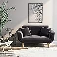 ModernLuxe Small Sofa Bed 2 Seater Living Room Couch Settee with Recliner and Sleeper Function Modern and Sleek Perfect for Children's Naps-Soft and Cozy Gray Flannel Material