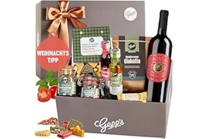 ‎GEPP'S Gepp’s Feinkost Italienreise I Geschenkset mit italienischen Delikatessen I Edle Geschenkbox mit Rotwein (750 ml), Trüffel-Olivenöl und vielem mehr I Hochwertiges Geschenk für sie & ihn