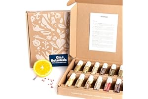 BOTANICALS by DO YOUR GIN | Zestaw upominkowy z przyprawami ginu dla dorosłych | Pomysły na prezent dla mężczyzn i kobiet, miksery koktajlowe, kosz prezentowy dla barmana, zioła do domowego ginu, 12