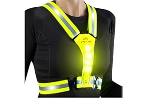 AVANTO Gilet de sécurité réfléchissant LED, Original, Lampe Running, Lumiere LED Gilet Reflechissant Velo, Lampe Jogging, Lumiere Course a Pied, Lampe pour Promenades avec Chien