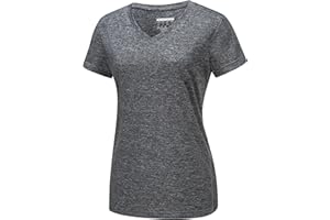 MAGCOMSEN Women's Sports Shirts Short Sleeve Breathable Jogging Shirts V-Neck Polyester Training Shirt Summer T-Shirt Lightweight Fitness Shirt for Yoga