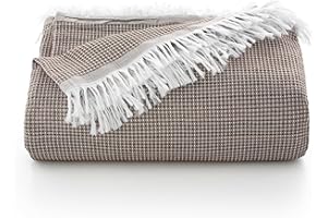 GAMUSI Colcha Multiusos Cama y Sofa. Plaid Foulard cubrecama Mantas de Sofa Suave y Transpirable algodón Nido de Abeja - 180x140 cm, Café