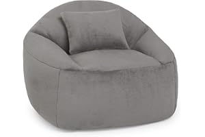 Diverpuff Puff Salon Gigante con Cojin y Relleno Incluidos – Pelo Suave - Puff Redondo XXL para Adultos y Niños (Gris)