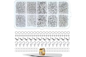 ‎SOSMAR SOSMAR 902 Stück Armband Verschluss Quetschperlen Schmuckherstellung Set Karabinerverschlüsse Biegeringe Quetschperlen Quetschkalotten Kettenverlängerung (Silber), mit Pinzette Ösenöffner