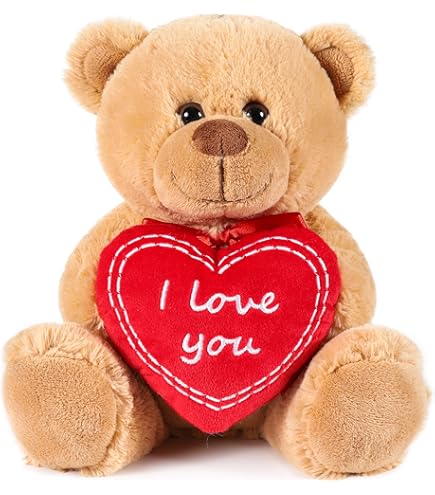 Teddybeer, pluche beer, teddy met roos, 23 cm