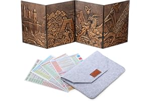 DNDND DM Screen 3D Faux Leather Embossed Dragon with Four Piece Pockets, DND Master Screen with Beautiful Gift Fllet Case for D&D Dungeons and Dragon Table Game (Copper)