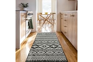 Björn&Schiller Tappeto passatoia 60 x 180 cm, antiscivolo, per corridoio, camera da letto e soggiorno, moderno tappeto lungo da cucina, nero