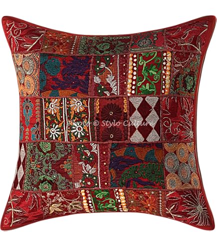 Cuscino Bohémien 45x45 Cm - Federa Patchwork Vintage Grigio Stylo Culture: Eleganza Artigianale Per Il Tuo Divano