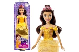 Disney Princesses Disney Poupée Belle articulée avec Tenue Scintillante et Accessoires Dont Chaussures et diadème, Jouet Enfant, Dès 3 Ans, HLW11