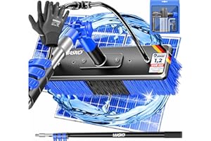 MASKO® Teleskop Waschbürste mit Wasseranschluss 5,4m Reinigungsbürste mit Teleskopstiel Ausziehbar | Teleskopbesen | Fenster & PV-Anlagen-Reinigung | Weiche Borsten Inkl. Seifenspender & Handschuhe