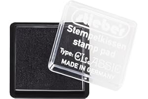 stieber® Mini-Stempelkissen mit Schnappdeckel, Gehäuse ca. 41x41 mm, Fasermaß ca. 34x34 mm *Bitte Farbe auswählen* (SCHWARZ)