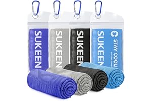 Sukeen Confezione da 4 asciugamani rinfrescanti (101,6 x 30,5 cm), morbidi e traspiranti, in microfibra per yoga, sport, corsa, palestra, allenamento, campeggio, fitness, allenamento e altre attività