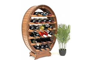 DanDiBo Regał na wino w formie drewnianej beczki, stojący, na 24 butelek