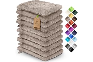 NatureMark Confezione da 10 Guanti da Bagno in Spugna 100% Cotone – Morbidi e Resistenti, Ideali per la Cura Quotidiana e gli Ospiti - Sabbia/Beige - 15x21 cm