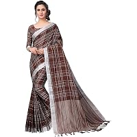 Perfectblue Women's Linen Saree With Blouse Piece (LinenMiinniimumvaariation)
