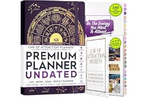 FREEDOM MASTERY Law of Attraction Planer – undatierter Deluxe-Wochenplaner, Monatsplaner, eine 12-monatige Reise zur Steigerung der Produktivität und des Glücks – Lebensorganizer, Dankbarkeits-Tagebuch und Aufkleber