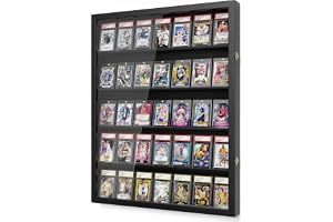 Emfogoo Samlarkort, display ram, väggmontering, 5 våningar, samlarkortsstativ i trä med transparent HD-dörr, basebollkort, ko
