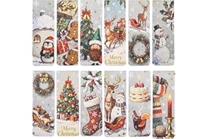 Simpeak Lot de 12 Marque-Pages de Noël Magnétiques Clips de Page Marqueurs de Page Magnétique De Célèbres Tableaux Marque-Pages pour Étudiants Lecture Enseignants Bureau à Domicile École (12 * 2 cm)