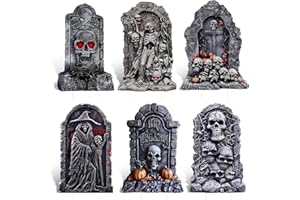 BEAUTLOHAS. 6pcs Halloween Dekoration Grabstein, Rip Inschrift, Halloween Yard Signs Decor Simulation Halloween Grabstein mit Pfahl für Haunted House Garden, Yard, Halloween Yard Decorations