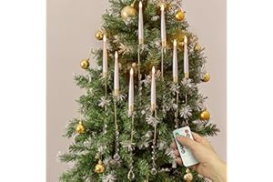 Inweder Candele LED per Albero di Natale: Candele Decorative con Telecomando Timer 10 Pezzi Candela Finte Fiamma Oscillante con Pendenti e Gancio per Festive Centrotavola Camino Soggiorno