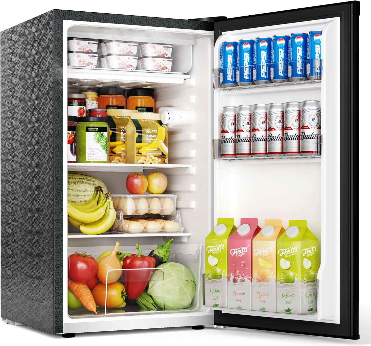 EUHOMY 93L Under Counter Fridge, Small Fridge Freezer with 7-Stage Thermostat, 38dB Ultra-Quiet Undercounter Mini Fridge, 82L Refrigerators & 8L Freezer for Dorm/Office/Bedroom, Black [Energy Class E]