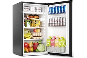 EUHOMY 91L Under Counter Fridge Freezer with Cooler Box, Undercounter Mini Fridge, 7-Stage Thermostat, 82L Refrigerator & 8L Freezer, 39dB Ultra-Quiet Energy Efficient for Dorm/Office/Bedroom, Black